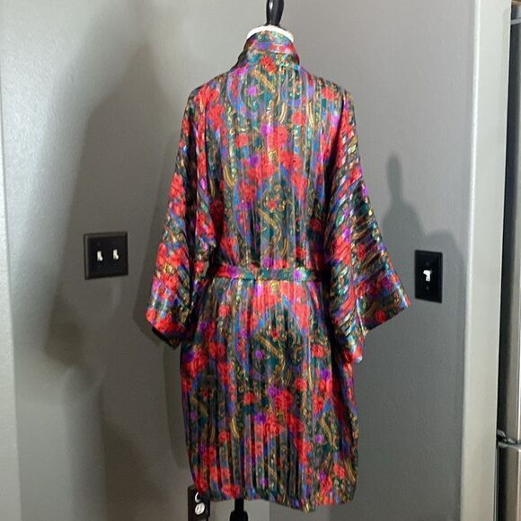 Victorias Secret Vintage Gold Label Satin Semi Sheer Robe Floral - Picture 6 of 10
